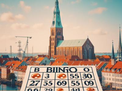 Bingoplade med by i baggrunden