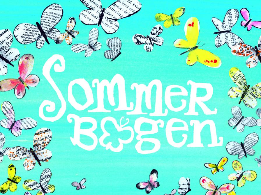 Illustration: Sommerbogen logo med sommerfugle omkring